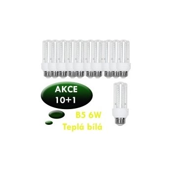 Vankeled LED žárovka E27 6 W B5 450 L Teplá bílá + 1ks 10x