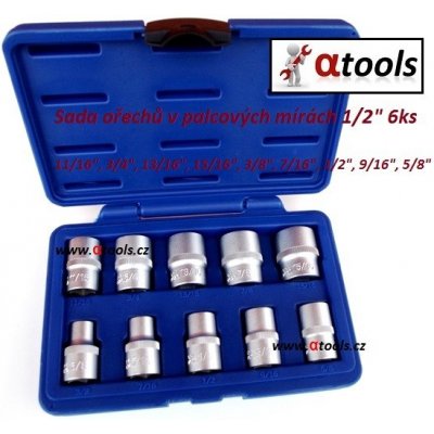 Nástrčné hlavice palcové 1/2", 6hranné, různé rozměry, sada 10 ks - ASTA A-10INCH – Hledejceny.cz