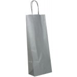 Papírová taška na víno 140x80x390 mm stříbrná / kroucené ucho – Zboží Dáma