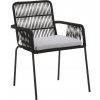 Zahradní židle a křeslo Kave Home Černá pletená zahradní židle LaForma Samt s kovovou podnoží