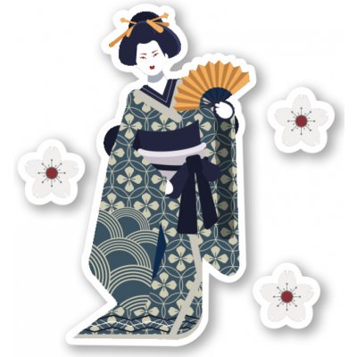Japanese Samolepka Hand Fan Geisha – Zboží Živě