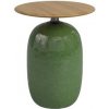 Zahradní stůl Gloster Keramický odkládací stolek Blow, kulatý 42x46,5 cm, glazovaná keramika, Emerald, deska teak