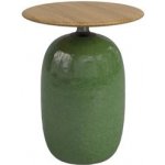 Gloster Keramický odkládací stolek Blow, kulatý 42x46,5 cm, glazovaná keramika, Emerald, deska teak – Zboží Mobilmania