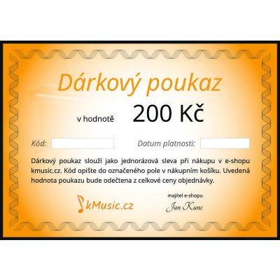 Dárkový poukaz do Hudebnin kMusic.cz - různé hodnoty – Zboží Mobilmania