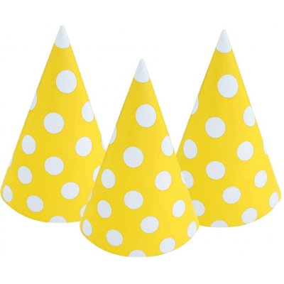 Godan Žluté papírové kloboučky s puntíky 6 ks