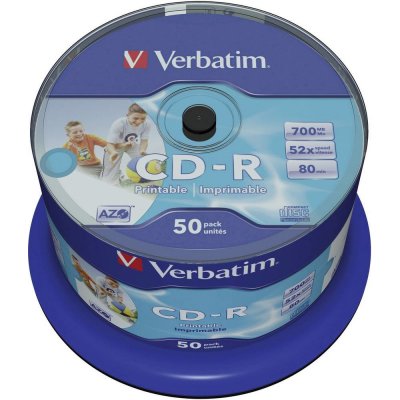 Verbatim CD-R 700MB 52x, AZO, printable, spindle, 50ks (43438) – Zboží Mobilmania