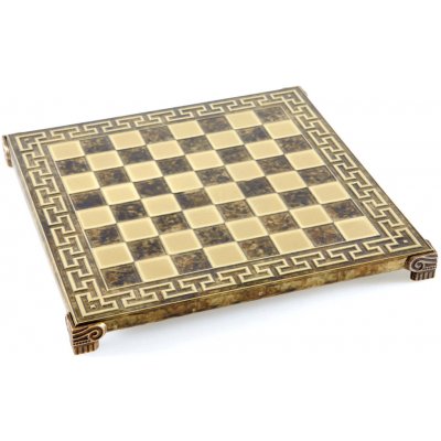 Manopoulos Ručně vyráběná mosazná šachová souprava ve stylu řeckého meandru 28x28cm – Zboží Živě