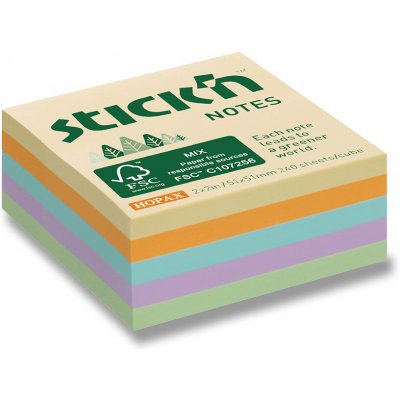 Hopax Stick'n Notes FSC Pastel- samolepicí bloček - 51 x 51 mm, 240 listů, luční pastel – Zboží Dáma