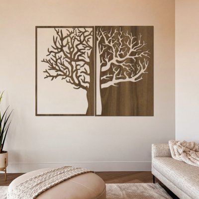 dřevo života Dřevěný strom na zeď DUALITY Barevný vzor: Ořech, Rozměry (cm): 40x30 – Zboží Mobilmania