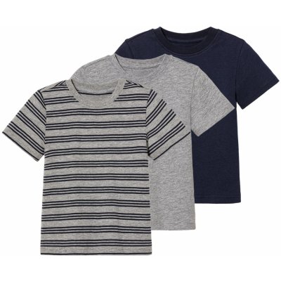 lupilu chlapecké triko 3 kusy navy modrá šedá pruhovaná – Zboží Dáma