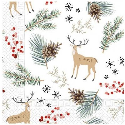 Procos Vánoční papírové ubrousky 3V jelen 33x33cm – Zboží Dáma
