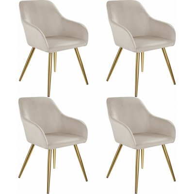 tectake 406116 marilyn sametový vzhled taupe / zlatá 4 ks – Zboží Dáma