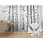 Biante Bavlněný závěs Sandra SA-471 Vlaštovky s motýlky na světle šedém ornamentu 150x250 cm – Sleviste.cz