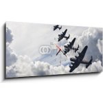 Obraz s hodinami 1D panorama - 120 x 50 cm - World War Two British vintage flight formation Druhá světová válka britská letová formace – Hledejceny.cz