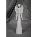 Plechový bílý anděl s kalíškem na svíčku 30 cm balení 2 ks