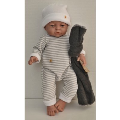 Lamagik Realistické miminko chlapeček Lucas v pruhovavaném overalu – Zboží Mobilmania