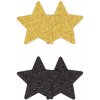 Erotický šperk NS Novelties Pretty Pasties Glitter Stars Black Gold 2 Pairs