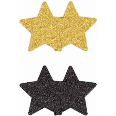 NS Novelties Pretty Pasties Glitter Stars Black Gold 2 Pairs – Zboží Dáma