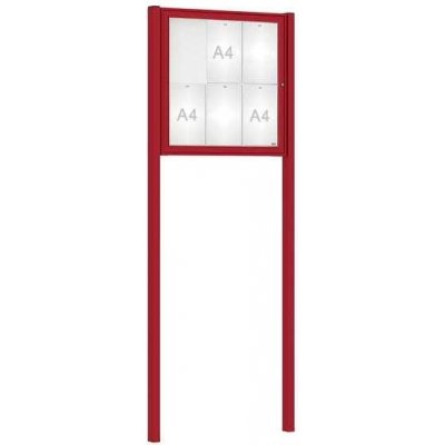 PROCITY Venkovní vitrína Classique, 6 x A4, včetně sloupků, červená | Zboží Auto