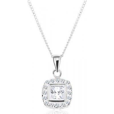 Šperky eshop Stříbrný přívěsek na řetízku čirý zirkonový čtverec s lemem AC16.07 – Zboží Mobilmania