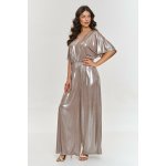 Makadamia dámský společenský overal M884 metalický materiál Cappucino – Zboží Dáma