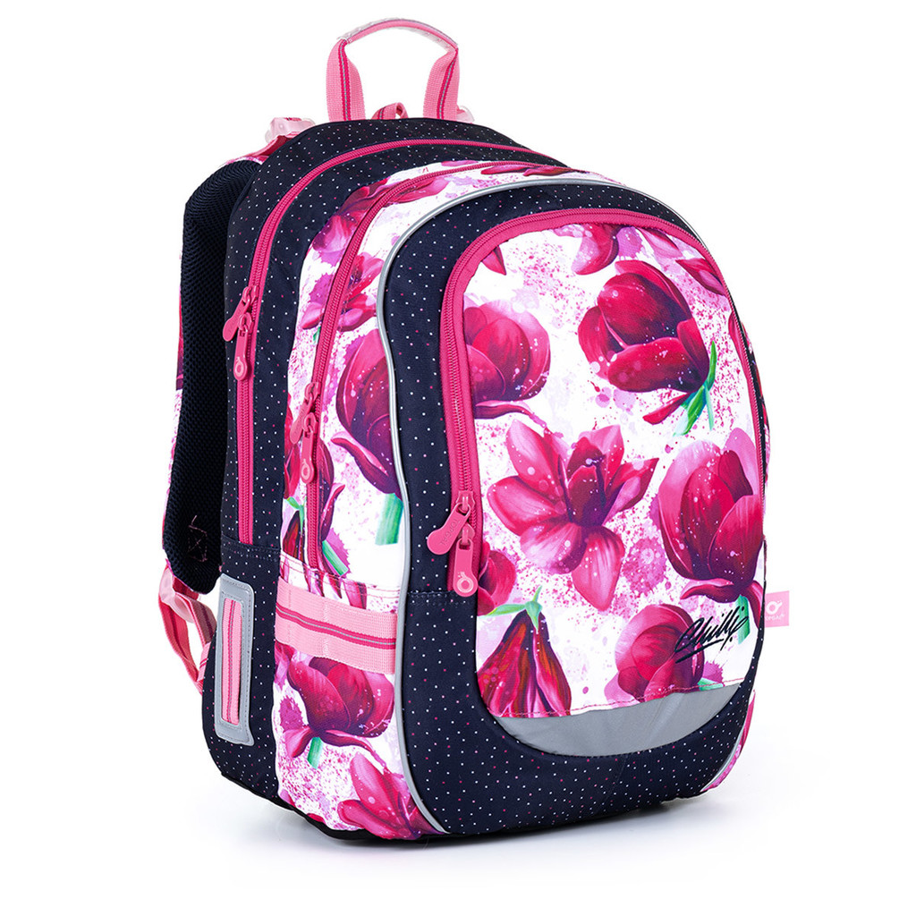 Topgal Dvoukomorový batoh s magnoliemi a barevnými tečkami Coda 21009 G