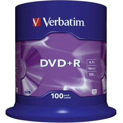 Verbatim DVD+R 4,7GB 16x, AZO, cakebox, 100ks (43551) – Zbozi.Blesk.cz