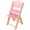 Sedees dřevěná rostoucí židle růžová s hvězdičkou