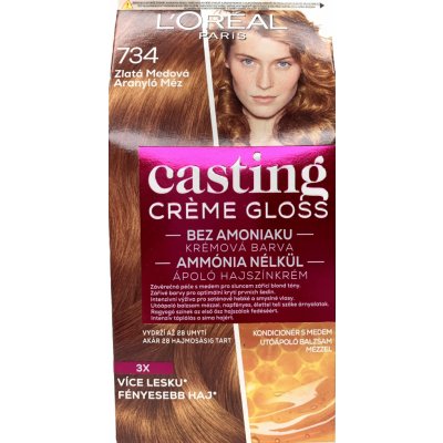 L’Oréal Casting Crème Gloss barva na vlasy 734 zlatá medová – Sleviste.cz