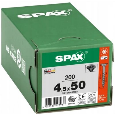 Šrouby do dřeva SPAX 4,5x50mm Torx, částečný závit, zápustná hlava, černé, 200 ks – Hledejceny.cz
