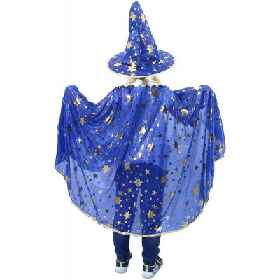 Plášť kouzelnický modrý + klobouk / čarodějnice