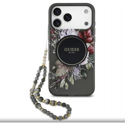 Guess IML Flowers Strap MagSafe Zadní Kryt pro iPhone 17 Pro Max Black – Zboží Živě