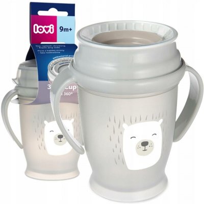 Lovi Hrneček pro výuku pití hnědý s úchyty antibakteriální 250 ml – Zboží Mobilmania