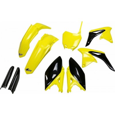 UFO kompletní sada plastů (FULL KIT) s kryty tlumičů SUZUKI RMZ 250 10-18 barva 17 (žlutá/černá) (SU416E999K) – Sleviste.cz