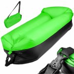 RelaxPRO 5566-1 Nafukovací pohovka Lazy Bag sedací vak 185x70 cm do 180 kg černo-zelená