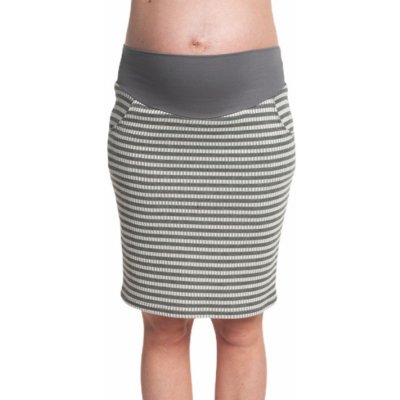 Těhotenská sukně Mola krémová s proužkem bavlněná