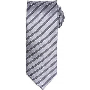 Premier Workwear Kravata s dvojitým proužkem stříbrná / tmavě šedá