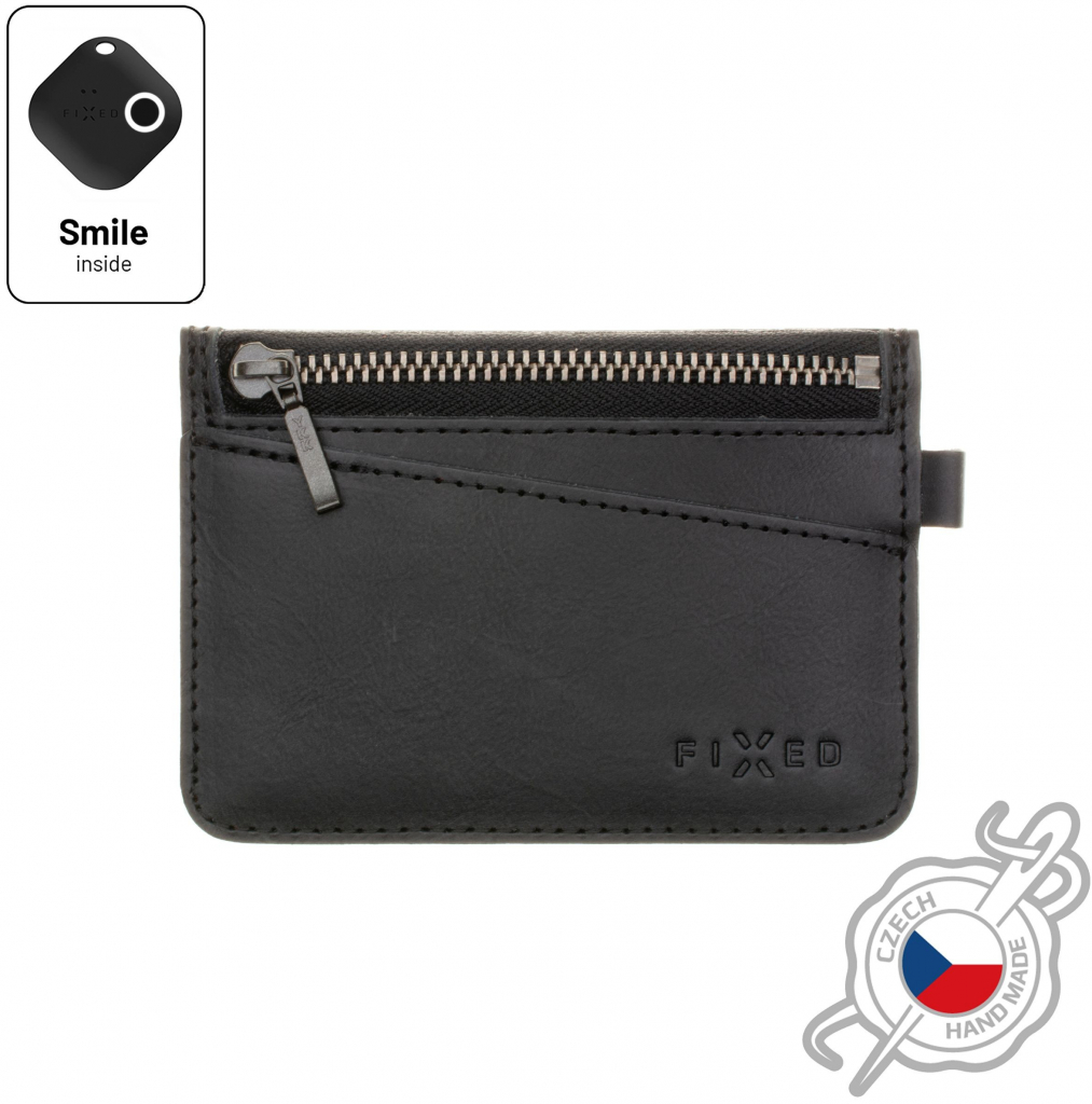 Kožená peněženka FIXED Smile Coins se smart trackerem FIXED Smile PRO černá