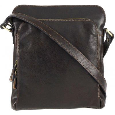 Kožená kvalitní pánská crossbody taška NICO 24x27x8 cm tmavě hnědá – Zboží Mobilmania