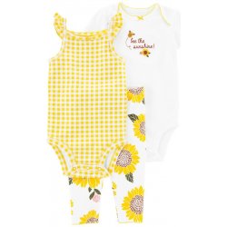 Carter's Set 3dílný legíny body kr. rukáv body na ramínka Yellow Sunflower holka