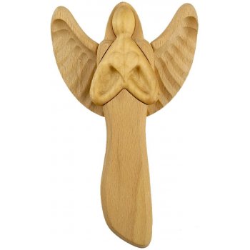 AMADEA Dřevěný anděl se srdcem masivní dřevo 22x15x2 cm