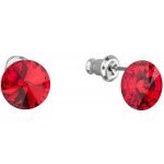 Swarovski Elements Rivoli vlepený krystal stříbrné náušnice pecky puzety červené kulaté 51037.3 Light Siam červená – Zboží Mobilmania