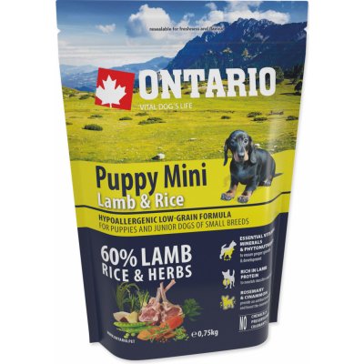 ONTARIO Puppy Mini Lamb & Rice, 0,75 kg