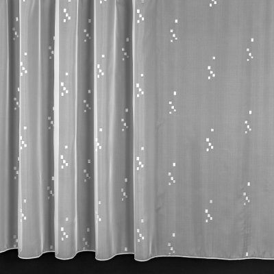 Rand voálová záclona J2206/03 světle šedé lesklé kostičky na bílé, s olůvkem, bílá, výška 300cm (v metráži) – Zboží Mobilmania