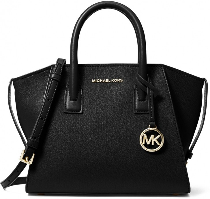 Michael Kors kožená kabelka Avril small black silver černá