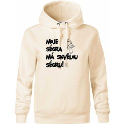 Moje ségra má skvělou ségru Oversized mikina dámská Moon kratší + širší Mandlová