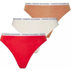 Tommy Hilfiger dámská bavlněná tanga 3pack s logem hnědá