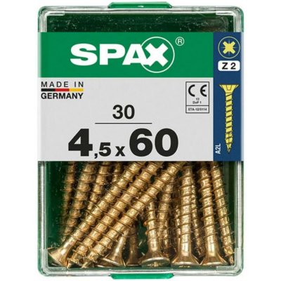 Spax Uni vrut zápust.hlava PZ/Z2 4CUT a plným závitem Yellox 45 x 60 mm 30 ks – Hledejceny.cz