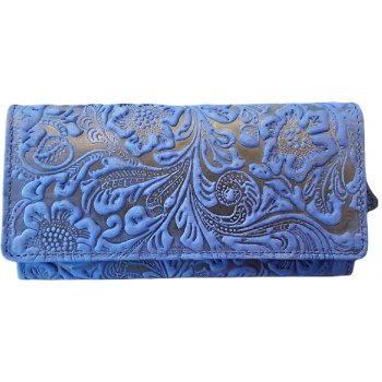 Vera pelle dámská kožená peněženka květiny 1264 modrá