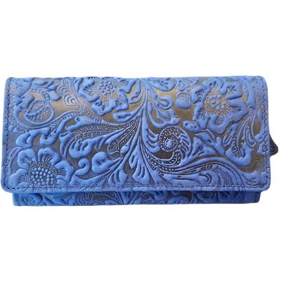 Vera pelle dámská kožená peněženka květiny 1264 modrá